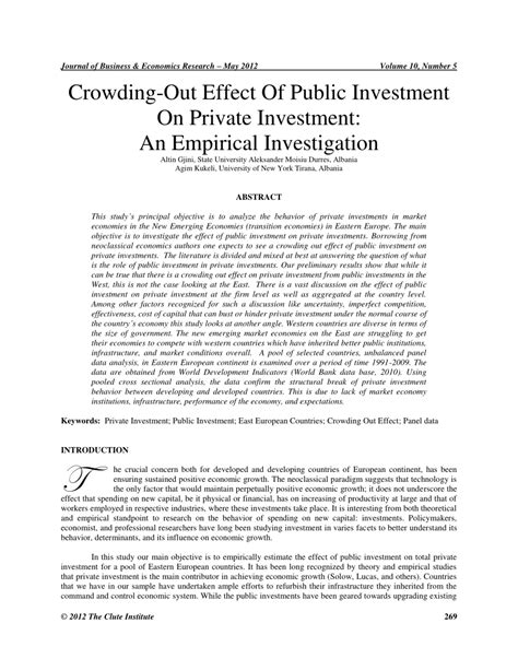 PDF Crowding Out Effect Of Public Investment On Private Investment