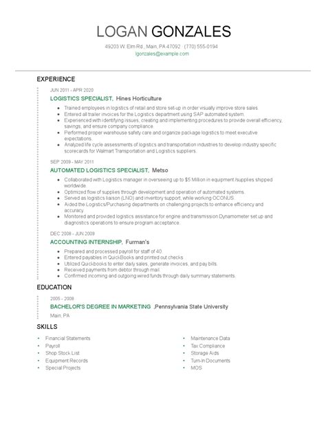 Logistics Specialist Resume Examples And Tips Zippia