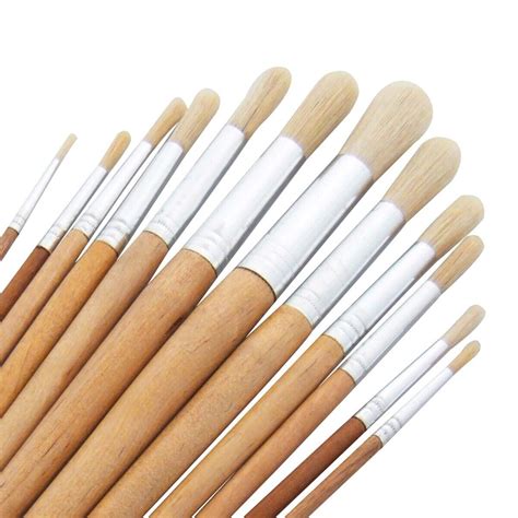 12PC LONG HANDLE WOODEN ROUND HEAD ARTIST PAINT BRUSH SETS Art Craft