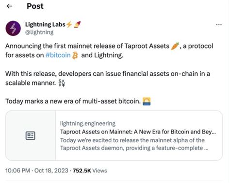 Lightning Labs Luncurkan Taproot Assets Untuk Membawa Stablecoin Ke