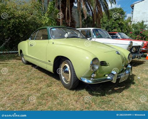 Old S Vw Karmann Ghia Coupe In A Park At The Cadeaa Classic