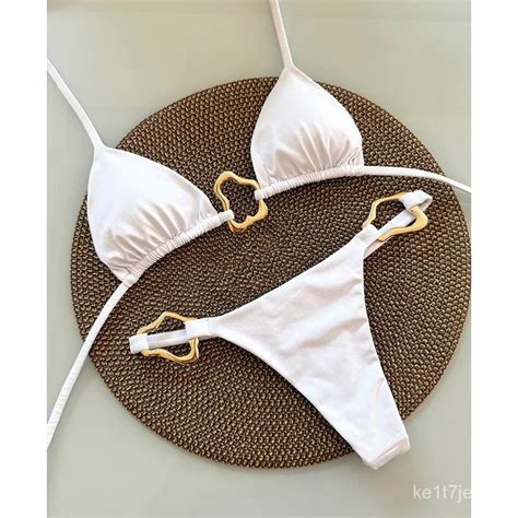 Jual Sexy Halter Micro Bikini 2024 Women Swimsuit Solid Swimwear Thong Bikinis Set Brazilian
