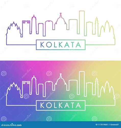 Kolkata Skyline. Colorful Linear Style Stock Vector - Illustration of ...