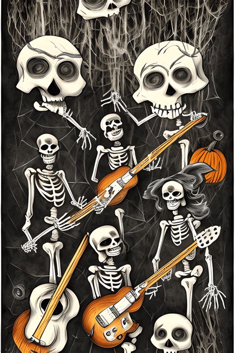 Skeleton Band Rocking out · Creative Fabrica