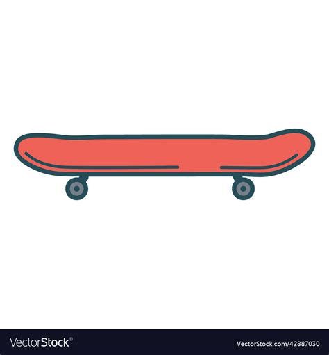 Skateboard side view color stroke high quality Vector Image