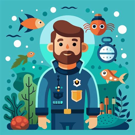 Premium Vector Marine Biologist Vector Flat Style Illustration