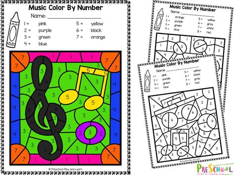 Music Color By Number Printable Worksheets