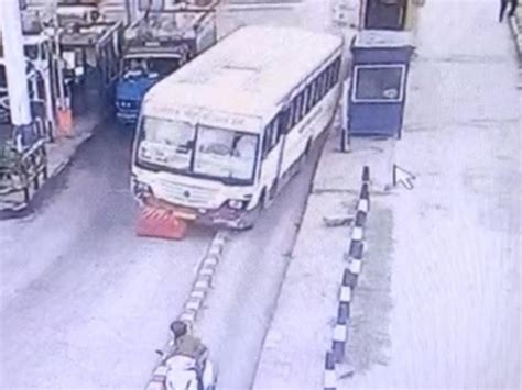 The Brakes Of The Public Transport Bus Failed At The Toll Plaza In