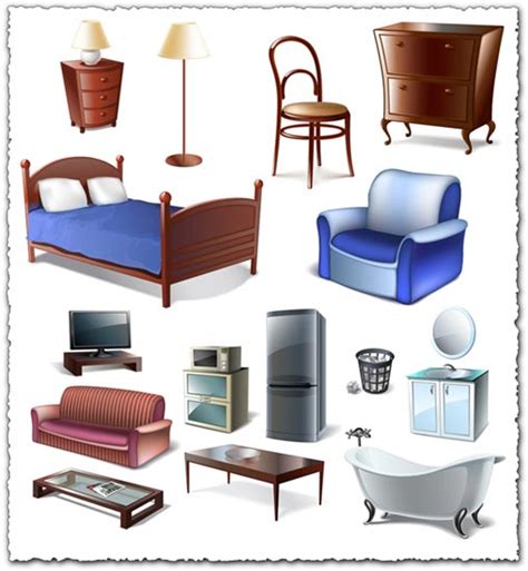 Furniture bedroom vector objects