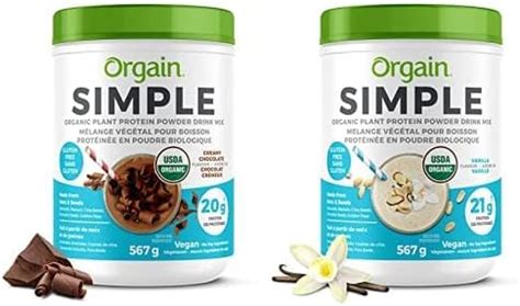 Orgain Simple Organic Plant Protein Powder Chocolate Vanilla Vegan