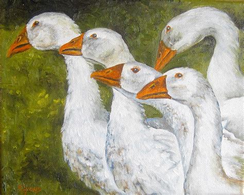 Sold Painting Goose Painting Oil On Canvas Green By Lyonsstudio