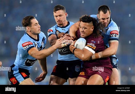 Josh Papalii Centre Of The Maroons In Action During Game 3 Of The