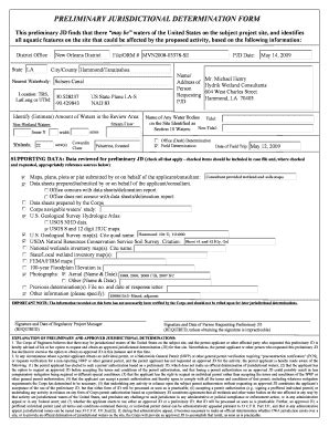 Fillable Online Mvn Usace Army Preliminary Jurisdictional Determination