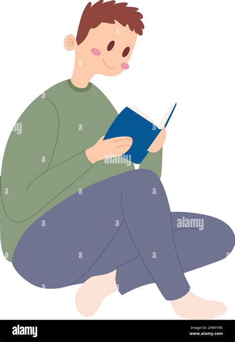 Happy Man Reading A Book Hygge Lifestyle Vector Stock Vector Image