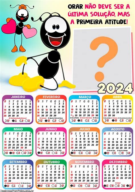 Calendário 2024 Smilinguido Mensagem Colagem De Foto Colagem De Foto