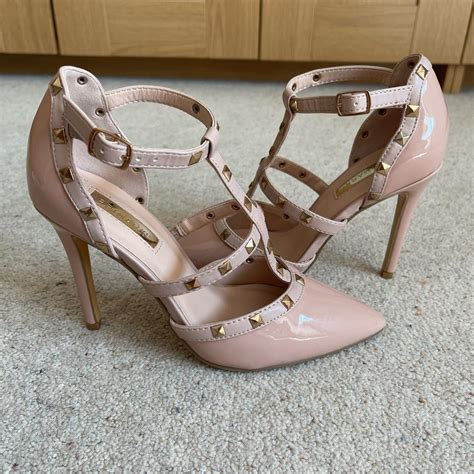 Nude Pink Studded Heels Size UK 3 Worn Once In Depop