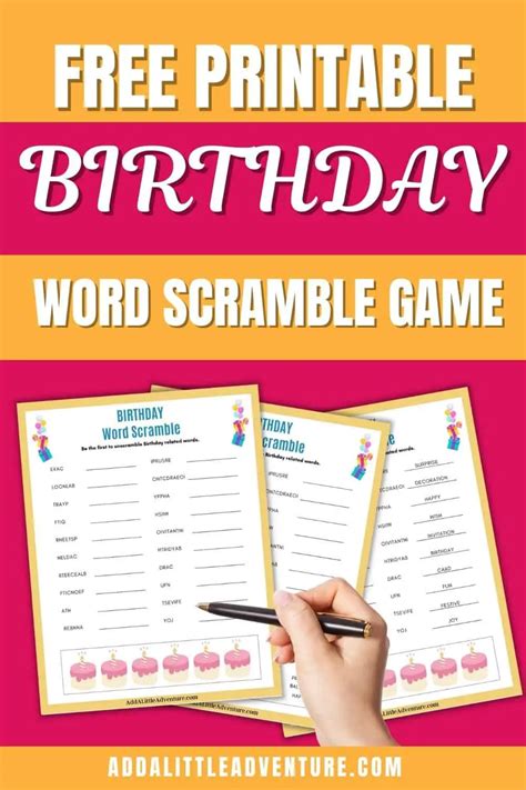 Birthday Word Scramble Game (Free Printable)