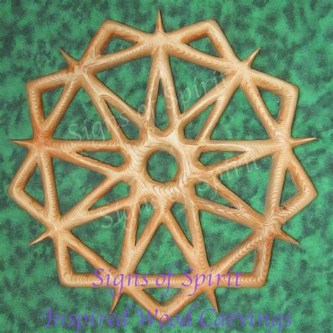 Bahai Symbol of Faith Double Nine pointed Star Bahá Wood Carving Home