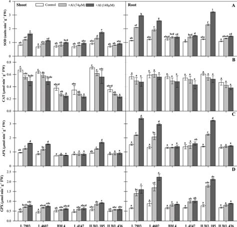 Antioxidant Enzyme Activity Of A Sod B Cat C Apx And D Gpx In Four