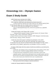 Full Kenis Study Guide Kinesiology 111 Olympic Games Exam 2 Study