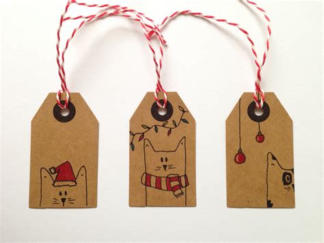 Christmas Cat Gift Tags Set Of Etsy