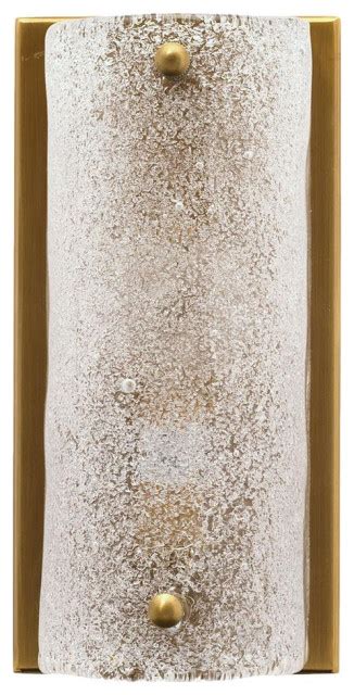 Modern Textured Curved Art Glass Hurricane Wall Sconce 1 Light Brass 8 ...