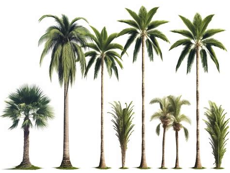 Premium Ai Image 9 Tropical Palm Trees Isolated On White Background