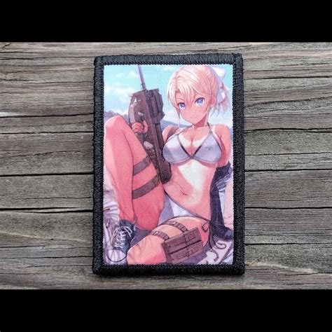 Anime Girl Blonde P Morale Patch Hook And Loop Backing For Backpack Rucksack Operator Hat