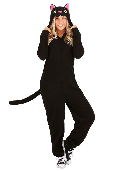 Black Cat Adult Costume Onesie Black Cat Costumes