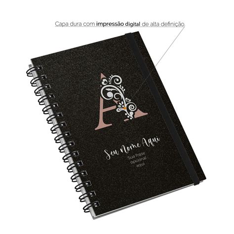 Caderno Personalizado Plus Letra Arabesco Glitter Nude X Cm