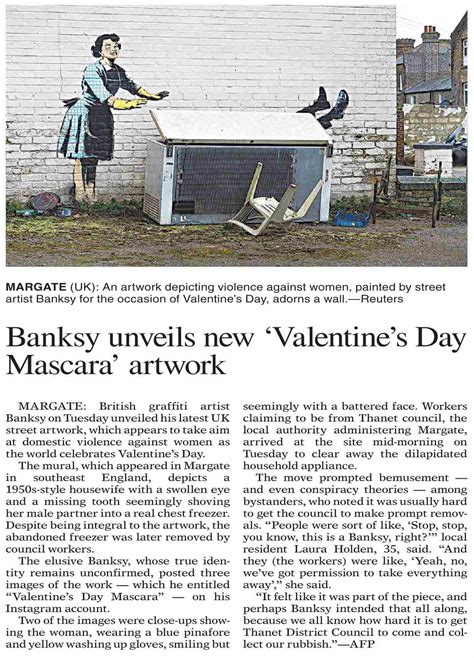 Dawn-ePaper | Feb 15, 2023 | Banksy unveils new `Valentine`s Day Mascara` artwork