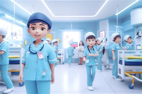 Un Grupo De Personal Del Hospital Con Uniformes Azules Se Encuentra En