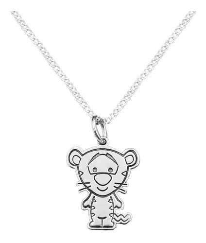 Dije Y Cadena Tigger Winnie Pooh Plata 925 Con Envio Meses sin interés