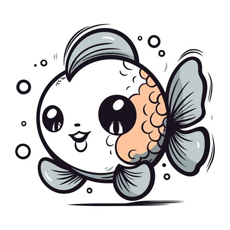 Cute kawaii fish isolated on white background. Vector illustration ...