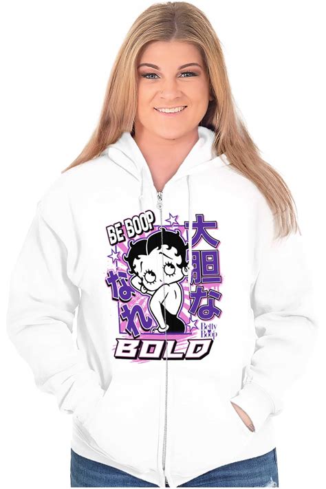 Kanji Style Betty Boop Be Bold Zip Hoodie Sweatshirt Women Brisco