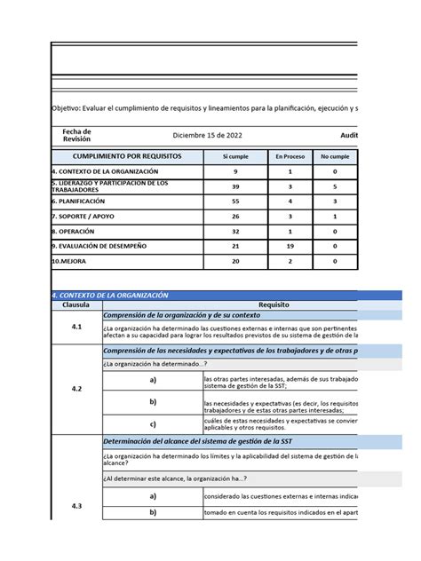 Lista De Verificación Iso14001 Iso 9001 Iso 45001 Clase 2 Pdf Auditoría Planificación