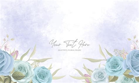 Premium Vector | Beautiful flower frame with blue rose decoration