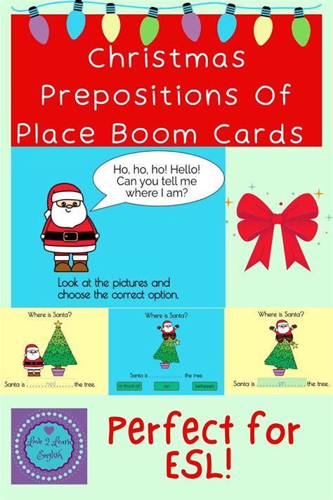 Christmas Boom Cards For Prepositions Of Place And Position Grammar