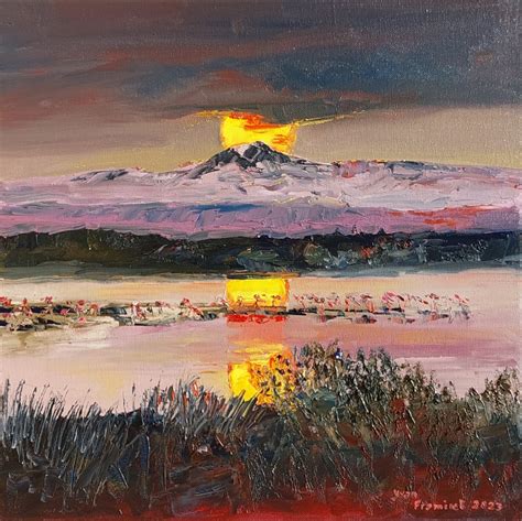 Peinture Coucher De Soleil Sur Le Canigou