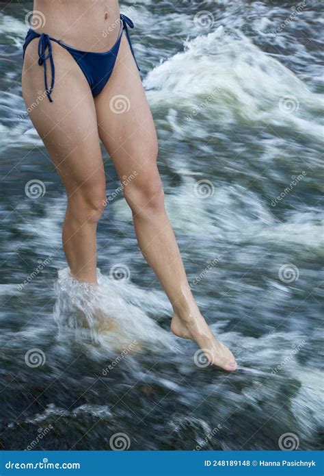 Slender Naked Female Legs Being Massaged Isolated Stock Image