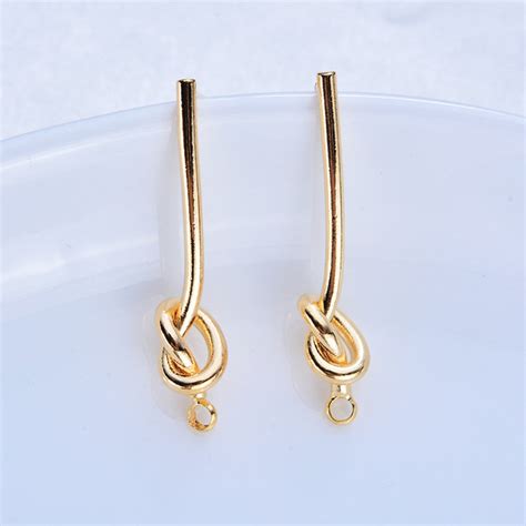 K Gf Twined Wire Stick Earring Studs Earing With Loop Etsy