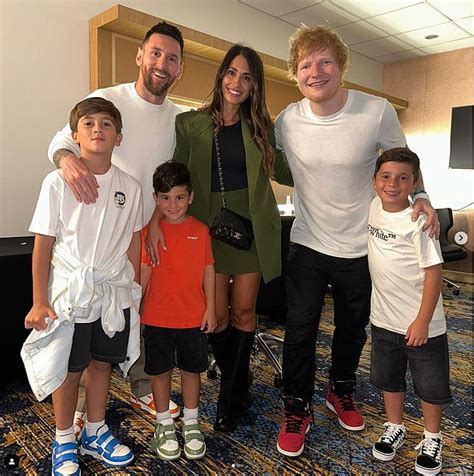 Lionel Messi, his lovely wife Antonela, and their three sons pose with ...