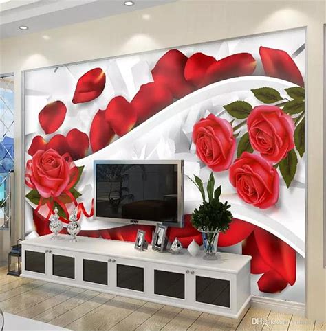 Custom D Flower Romantic Red Rose Petal Living Room Bedroom Interior