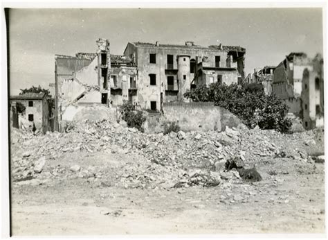 Rubble From Bomb And Fire Damage In Italian Town Probably Pisa Italy