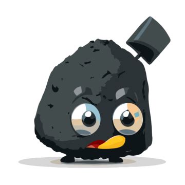 Lump Of Coal Vector Sticker Clipart Cartoon Coal With A Shovel