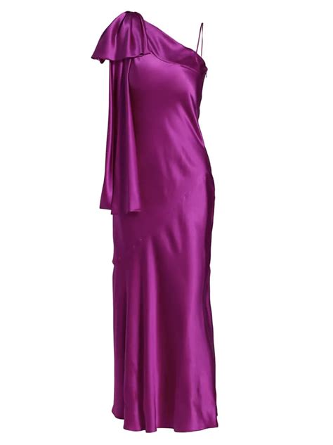 Rodarte Purple Silk Satin 1 Shoulder Dress With Bow Detail Selena Gomez Outfit My Mind And