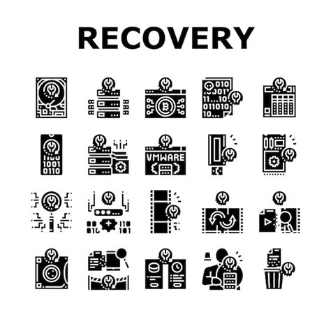 Premium Vector Data Recovery Computer Processing Icons Set Vector