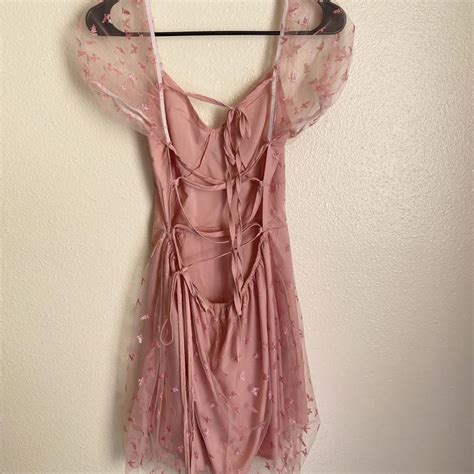 Romwe Women S Pink And White Dress Depop