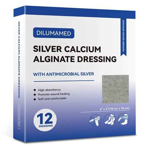 DILUMAMED Silver Calcium Alginate Wound Dressing 4x4 Pack Of 12