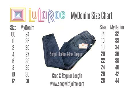 LuLaRoe MyDenim Size Chart | Jeans Sizing